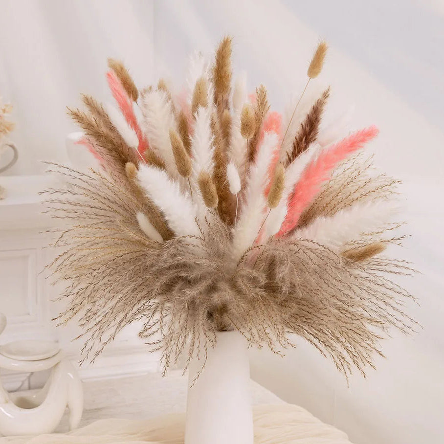 Pink White Dried Flowers Mariage Bouquet Centerpieces for Weddings Natural Pampas Grass Real Gypsophile Nordic Boho Home Decor The Home Essentials