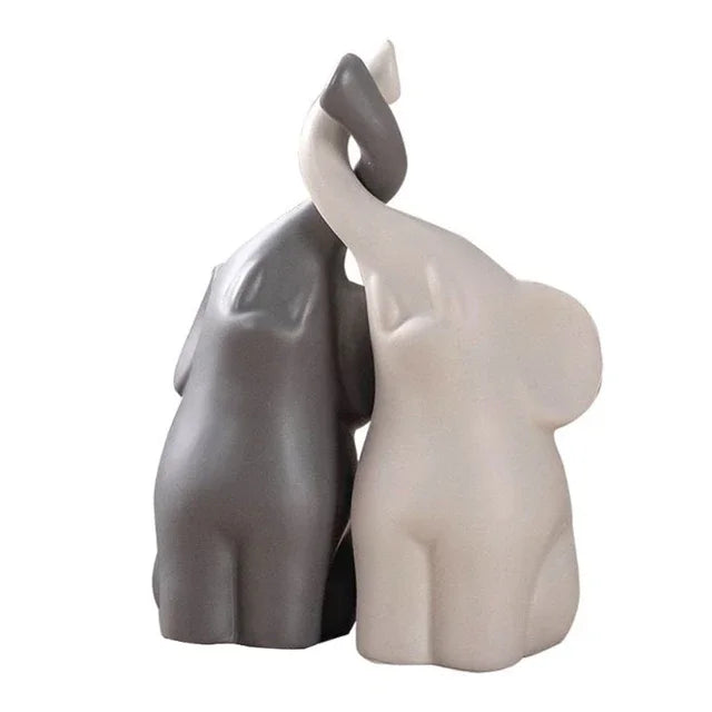 Ceramic Elephant Figurines for Living Room Creative Miniatures Animal Ornaments Crafts and Furnishings 2PCs The Home Essentials