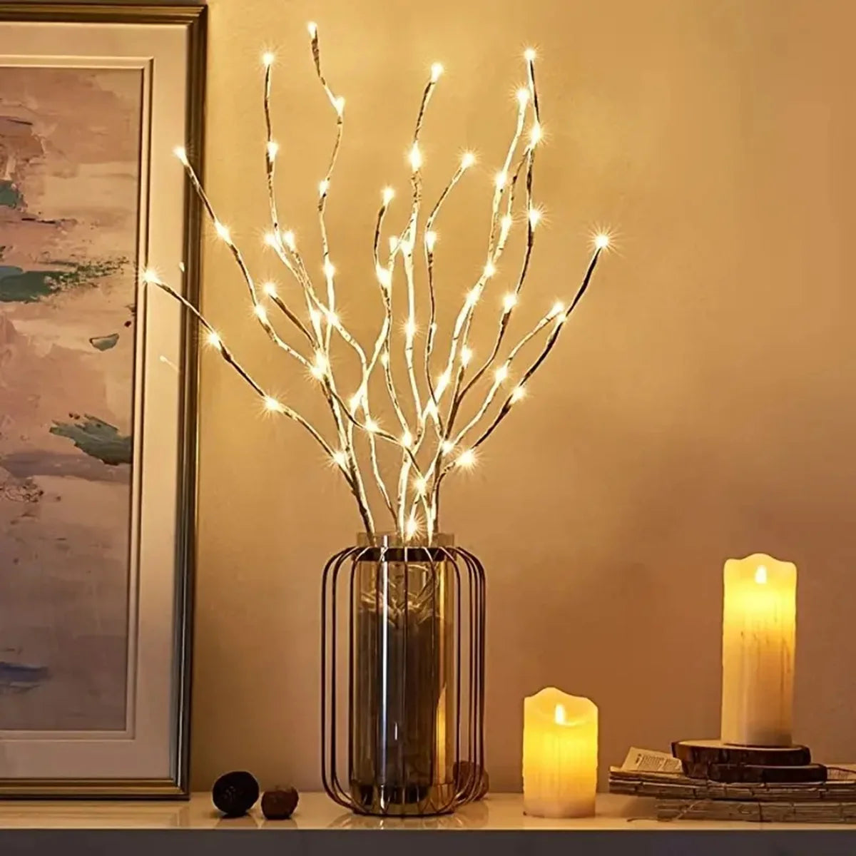 1 PC White Birch Branch Lights Battery Operated 20 LED Fairy Lights Willow Branches for Home Bedroom Inside Outdoor Decoration The Home Essentials