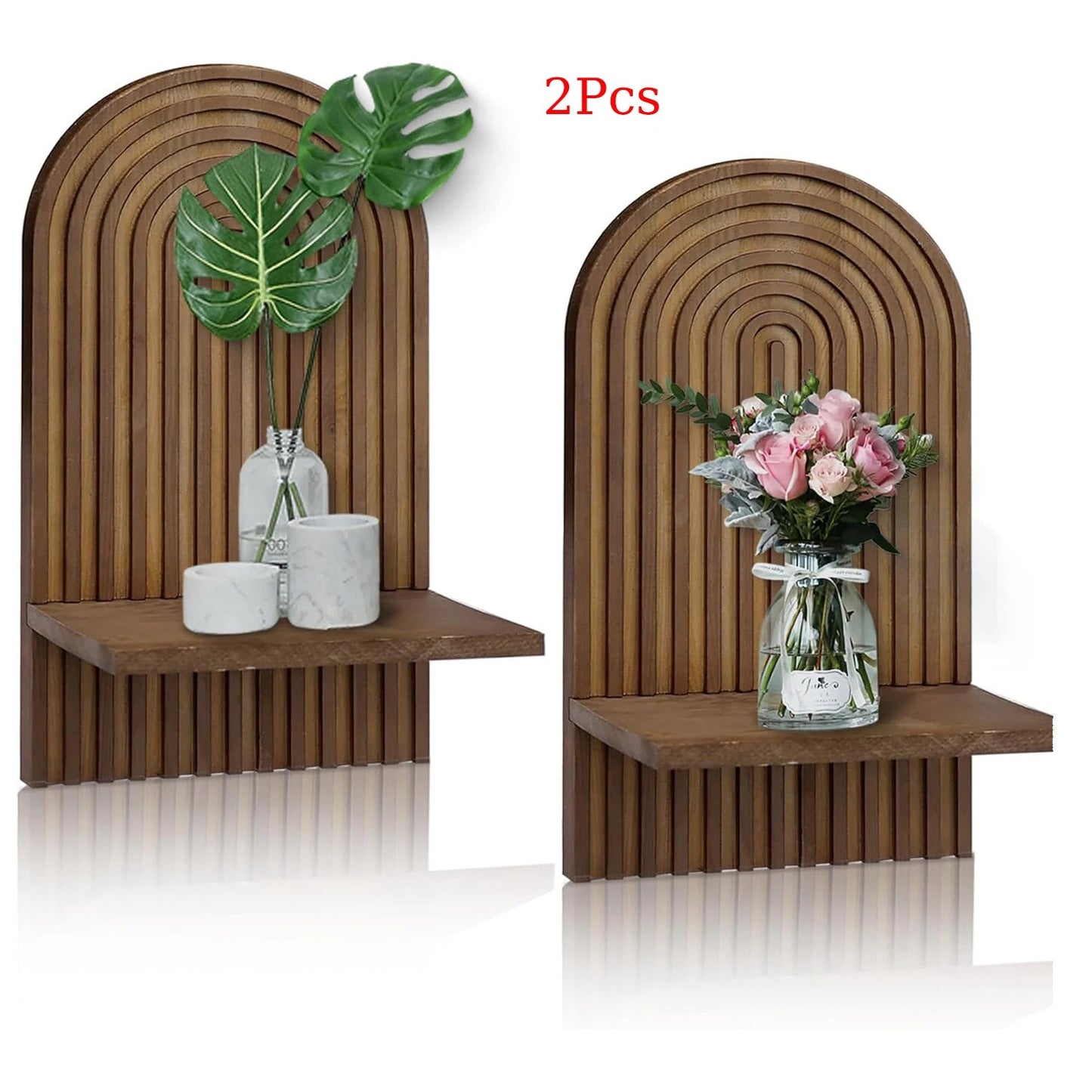 Boho Wooden Arch Wall Shelves Rustic Plants Decorative Shelf Storage Rack for Organizing & Displaying Artistic Home Decor Gifts The Home Essentials