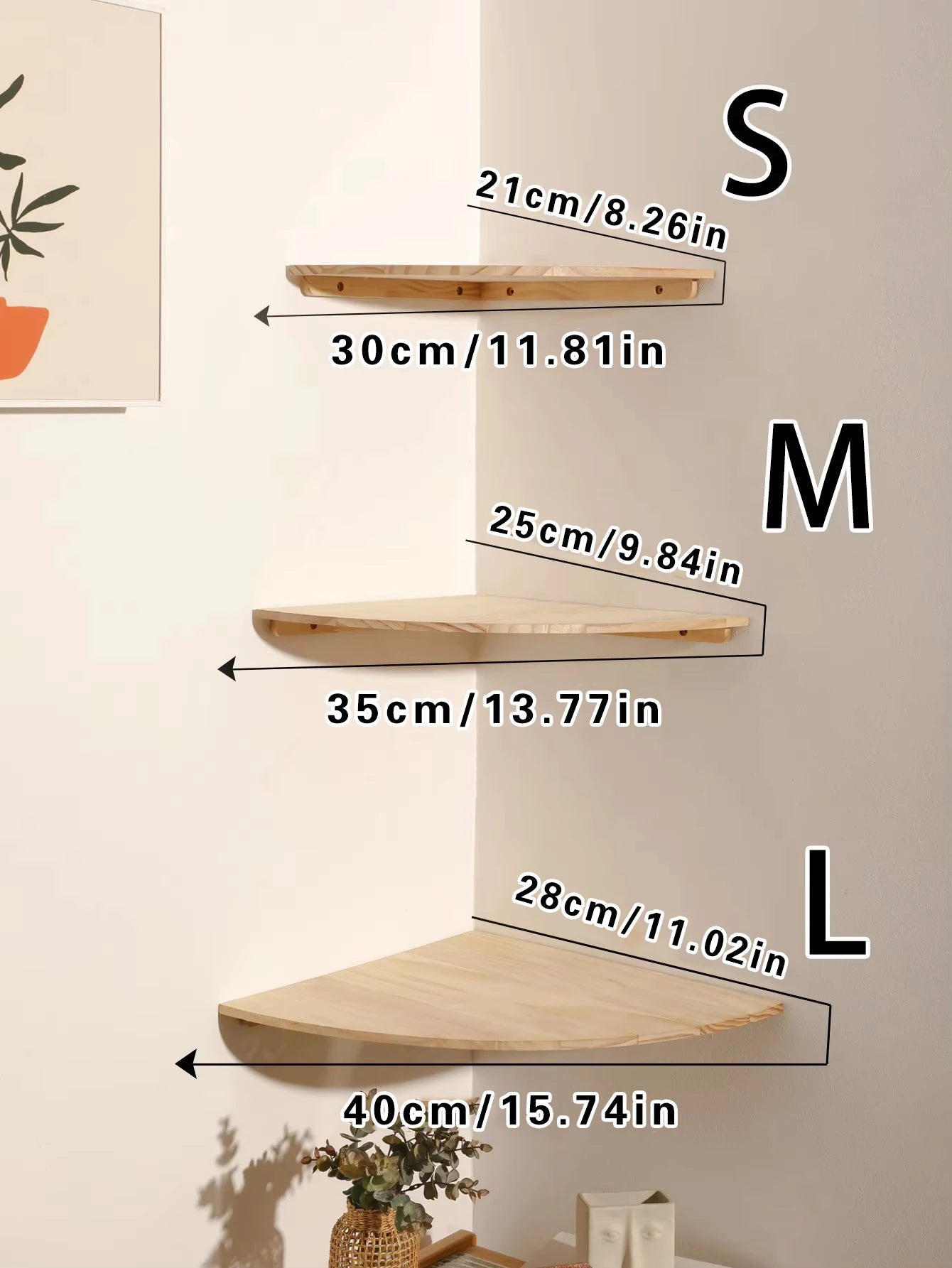 Wall Corner Shelves Wood Floating Wall Shelf Round End Wall Mounted Floating Corner Shelf for Bedroom Living Room and Kitchen The Home Essentials