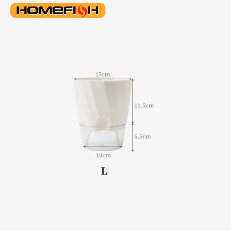 Lazy Hydroponic Flower Pot Automatic Water-Absorbing Flowerpot Transparent Double Layer Plastic Self Watering Planter Office The Home Essentials