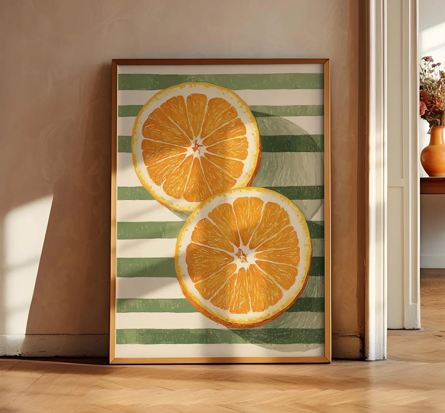Orange Wall Decor, Orange Fruit Poster, Farmhouse Kitchen Art Painting, Kitchen Prints, Trendy Food Art, Retro Kitchen Art, Frui The Home Essentials