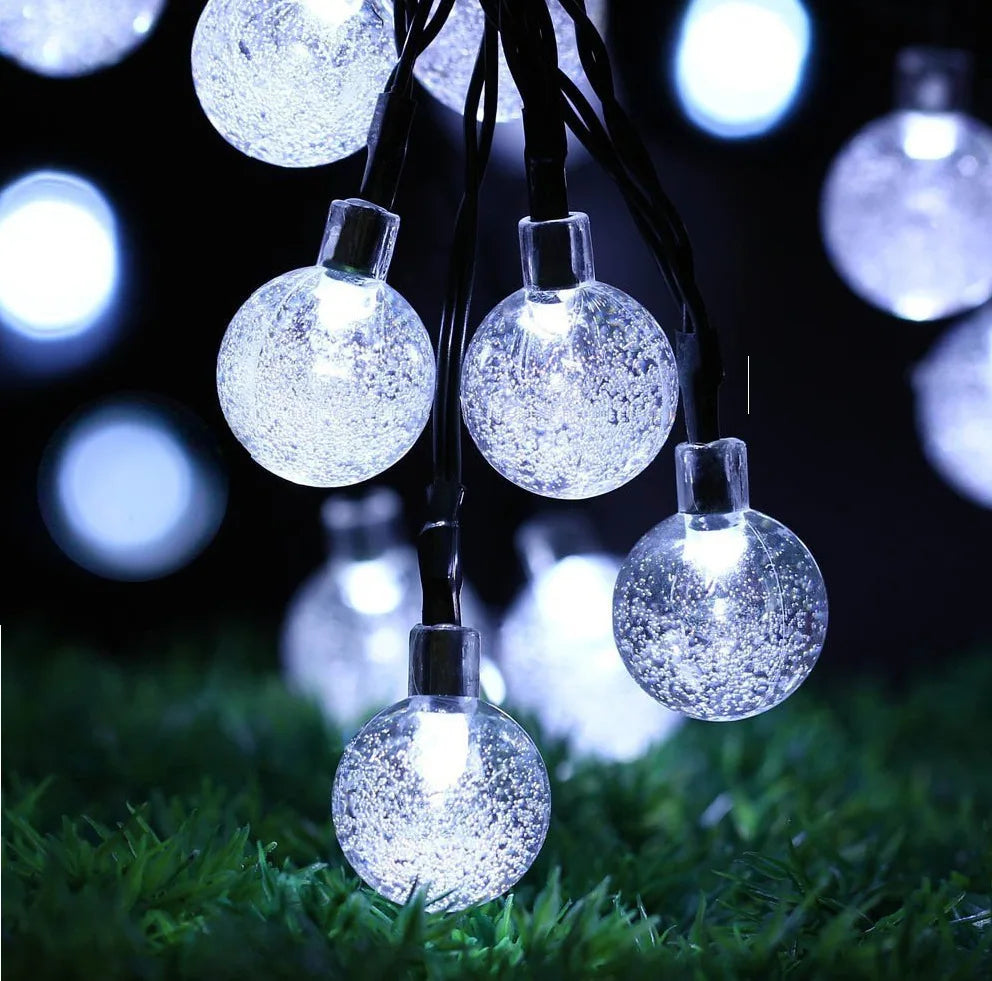 Solar Bubble Balls Lamp String Lights Outdoor Water Drops Outdoor Waterproof Orb Christmas Lights Patio Holiday Party The Home Essentials