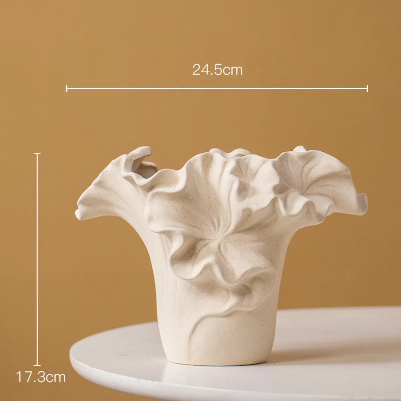 Ceramic Vase Handmade Petal Pleats Flower Vase Flower Arrangement Accessories Terrarium Flowerpot Room Decoration Accessories The Home Essentials