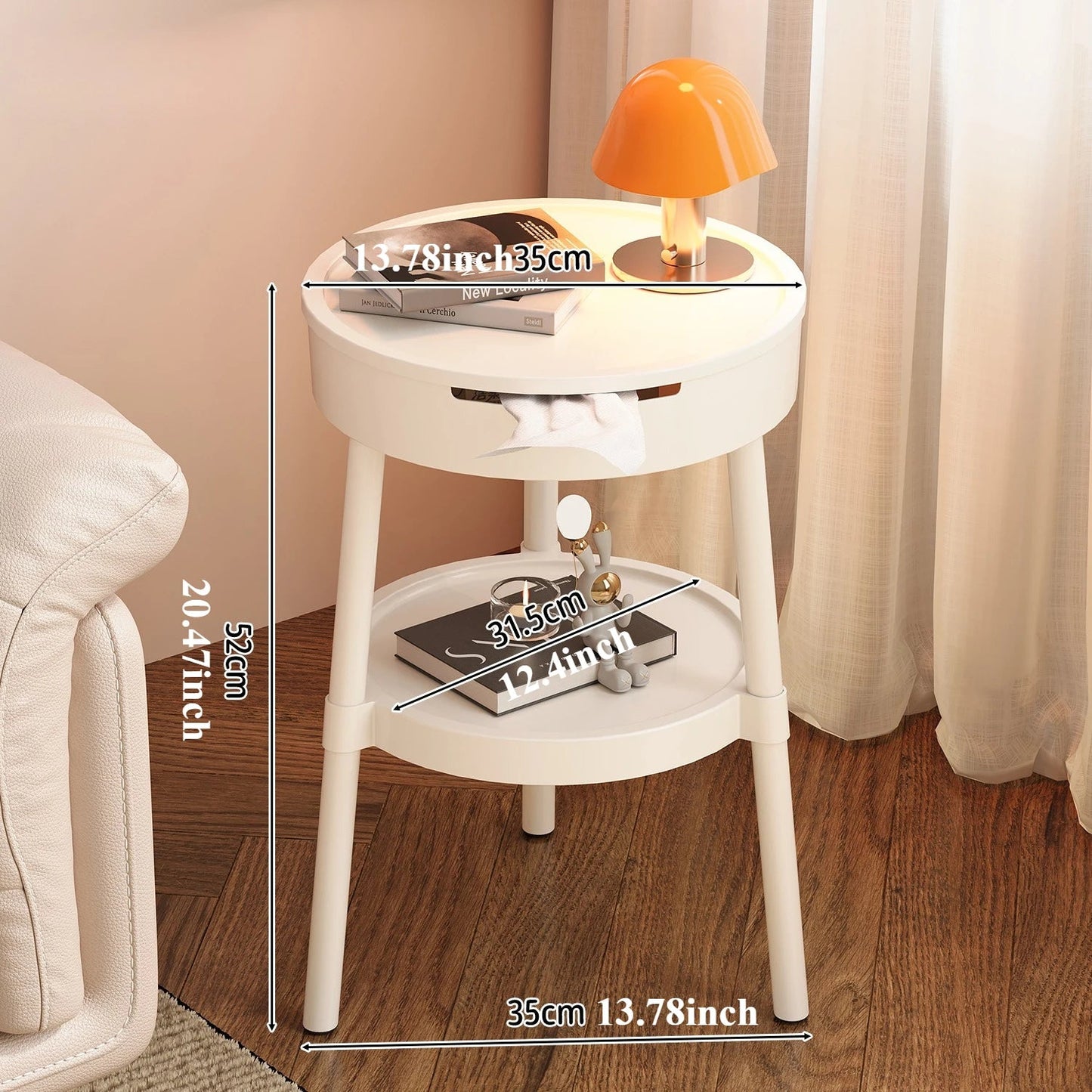 White Round Coffee Tables Creative Fashion Furniture Minimalist Nightstand Modern Bedroom Mobile Side Table Personality Design The Home Essentials