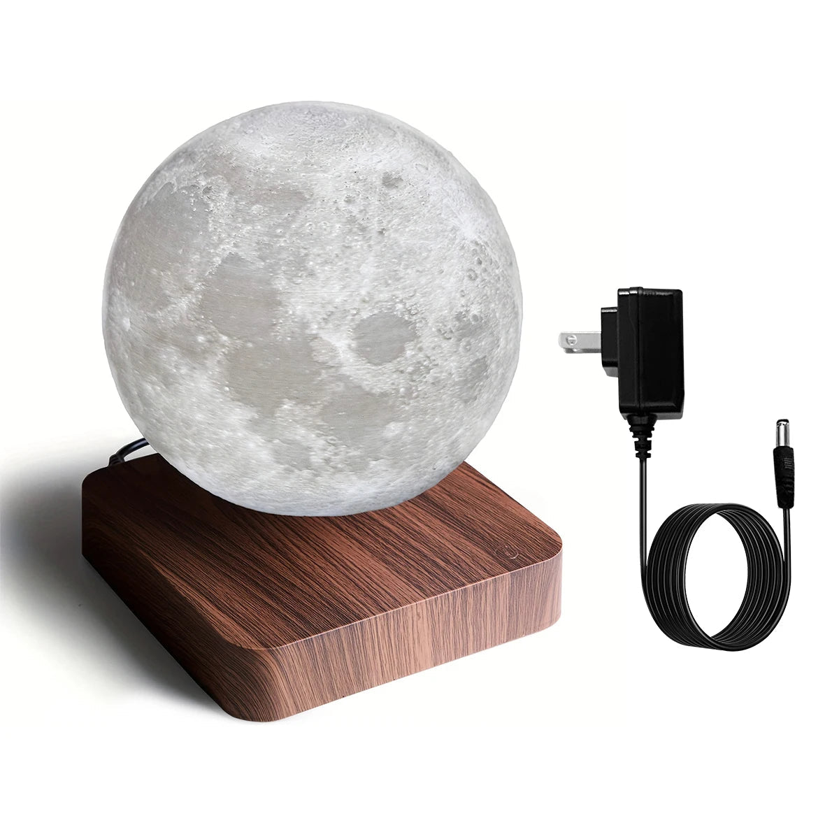 Magnetic Floating Rotating Moon Lamp with Wooden Base, 3 Color Temperature LED Night Lights of Print 3D for Unique Gifts, Room The Home Essentials