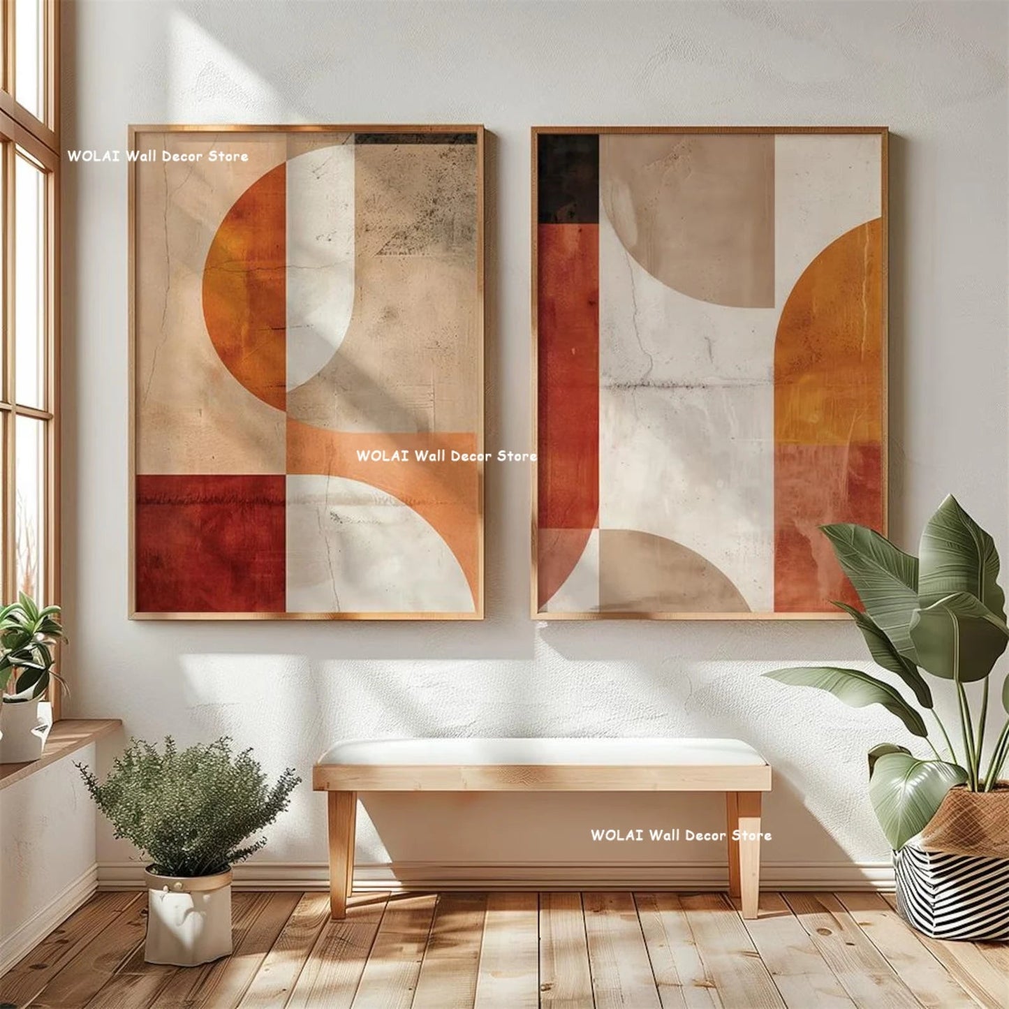 2pcs/set Japanese Retro Wabisabi Mountain Abstract Canvas Printing Abstract Green Sunset Flying Crane Wall Art Poster Home Decor The Home Essentials