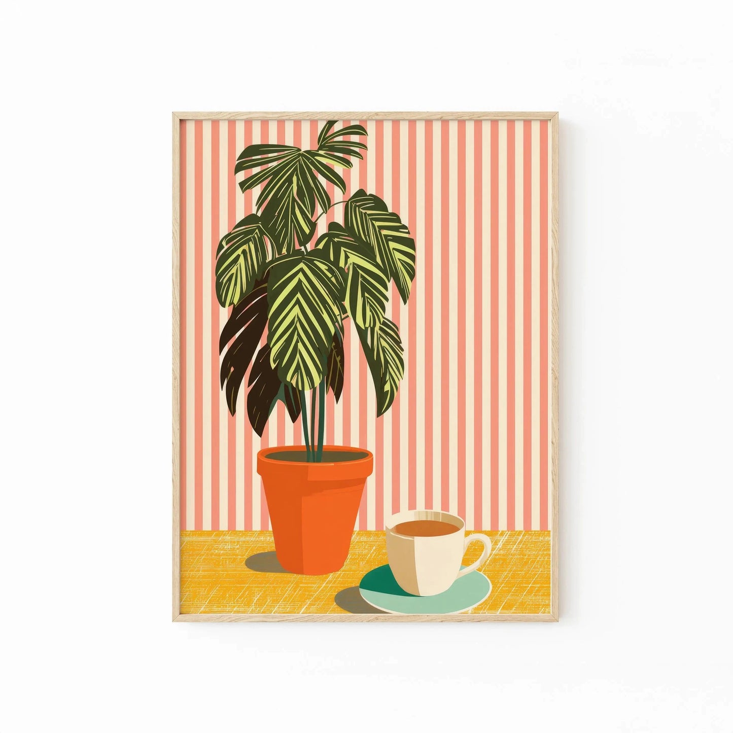 Vintage Coffee Plant Warm Stripes Canvas Prints Poster Retro MinimalistSuitable for Decoration in Living Rooms Bedrooms The Home Essentials