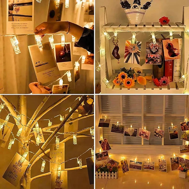 1Pack Photo Clip String Lights 10/20/30/40Led Fairy Lights For Hanging Pictures Cards Light Clips Graduation Party Wedding Decor The Home Essentials