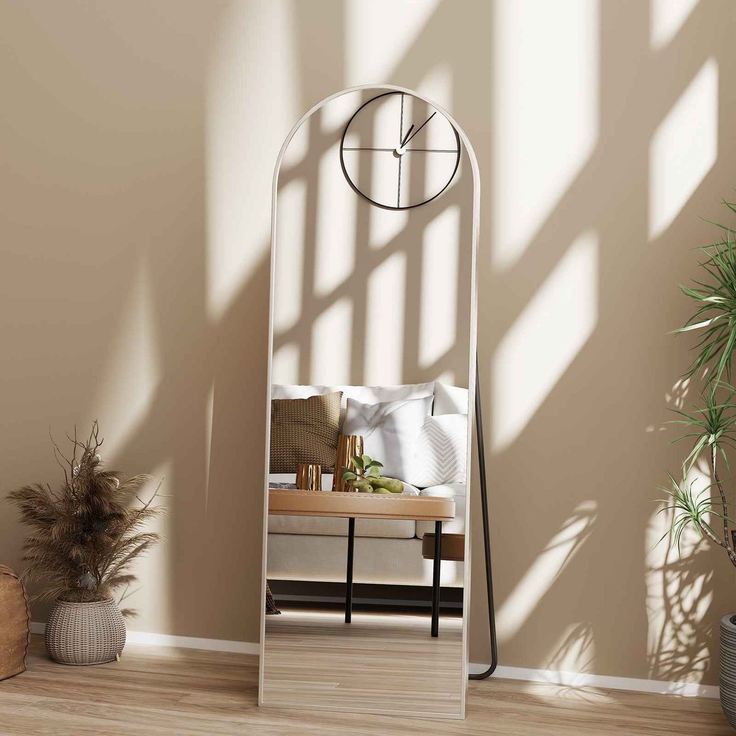 Arched Full Length Mirror, Full Body Standing Mirror, Hanging Or Leaning, For Home, Silver