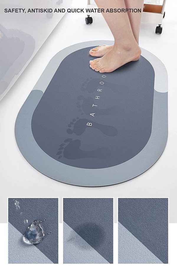 Super Absorbent Round Bath Mat | Non-Slip Quick Dry Bathroom Rug | Soft Napa Faux Velvet Floor Mat for Bathroom, Kitchen & Entrance – 40x60cm