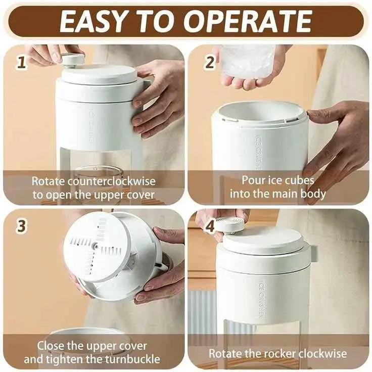 Portable Manual Ice Shaver & Snow Cone Maker | Hand-Crank Slushie Machine with Stainless Steel Blades, BPA-Free, for Home, Camping & Parties