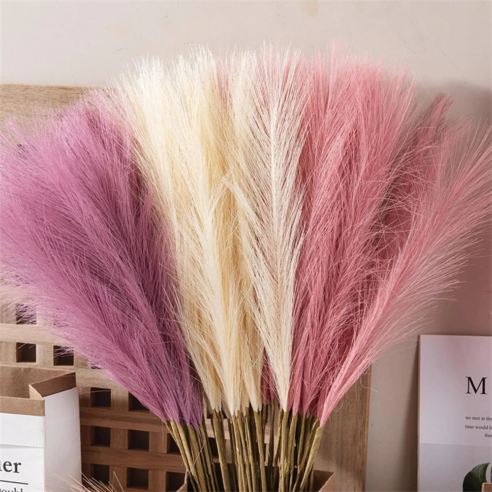 5/10/20PCS Fluffy Pampas Grass Boho Decor Artificial Flower Fake Plant Reed Simulated Party Wedding Home Decoration 42CM The Home Essentials