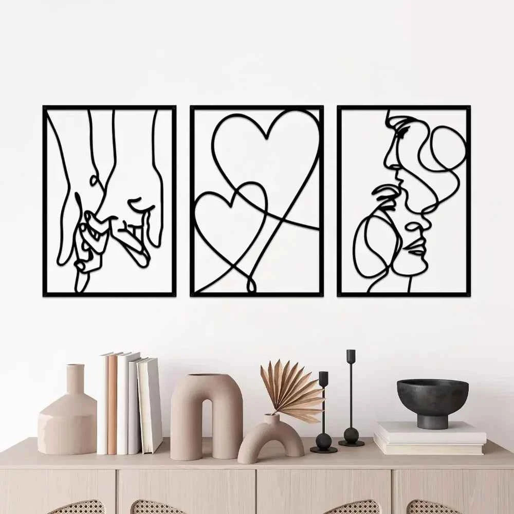 Metal Minimalist Wall Art: Valentine's Day Lover Kiss Design. Modern Décor.Valentine's Kiss Design for Modern Home.