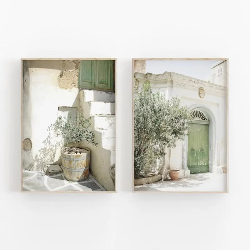 2pcs/set Neutral Olive Tree Shadow Vase Canvas Print Poster Retro Botanical Landscape Art Print Home Decor Art Poster Gifts The Home Essentials