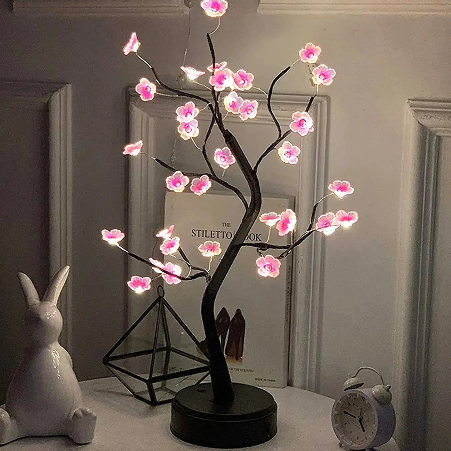 Table Tree Night Light USB/Battery Powered Touch Switch Artificial Bonsai Cherry Blossom Desktop Tree LED Lamp Light Decoration The Home Essentials