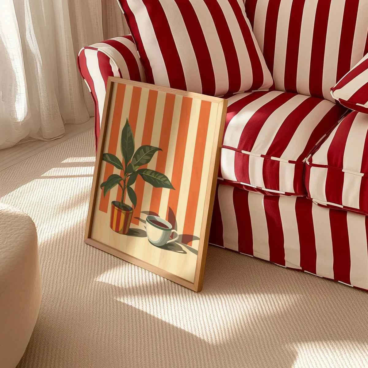 Vintage Coffee Plant Warm Stripes Canvas Prints Poster Retro MinimalistSuitable for Decoration in Living Rooms Bedrooms