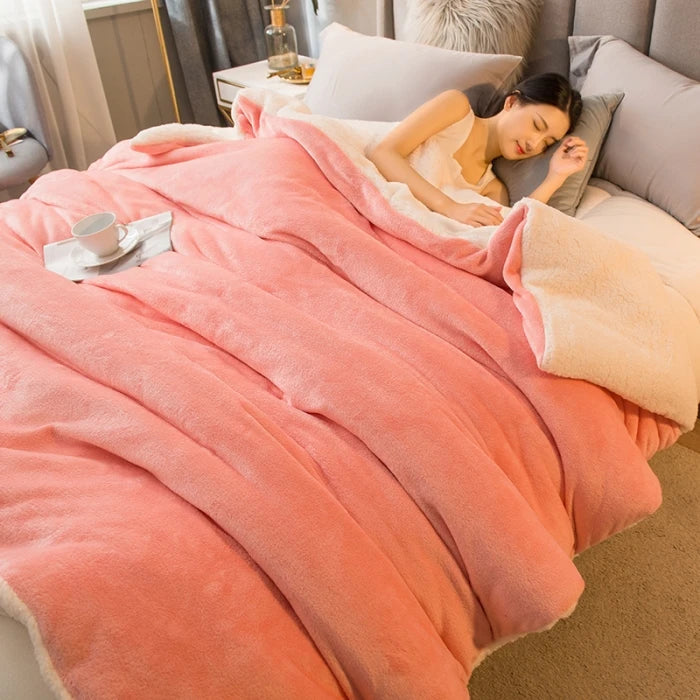 Wool Throw Blanket Keep Warm Winter Bed Blankets Double Sided Queen Duvet Cover Camping Double Bed Cover Bedspread On The Bed The Home Essentials