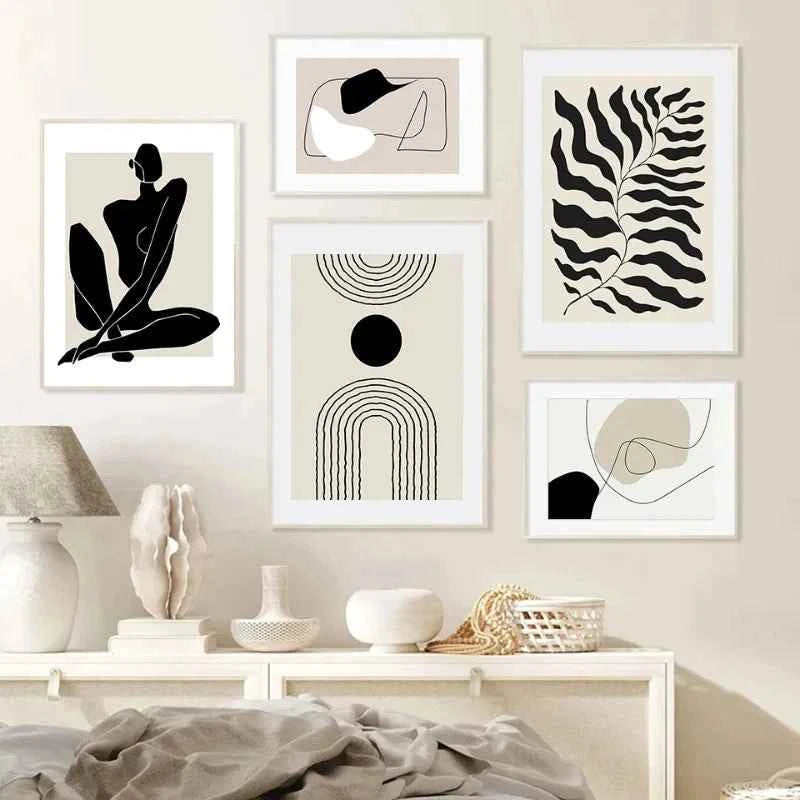 Geometric Leaf Rainbow Abstract Boho Canvas Prints Bohemia Line Poster Nordic Room Wall Aesthetics Art Painting For Home Decor