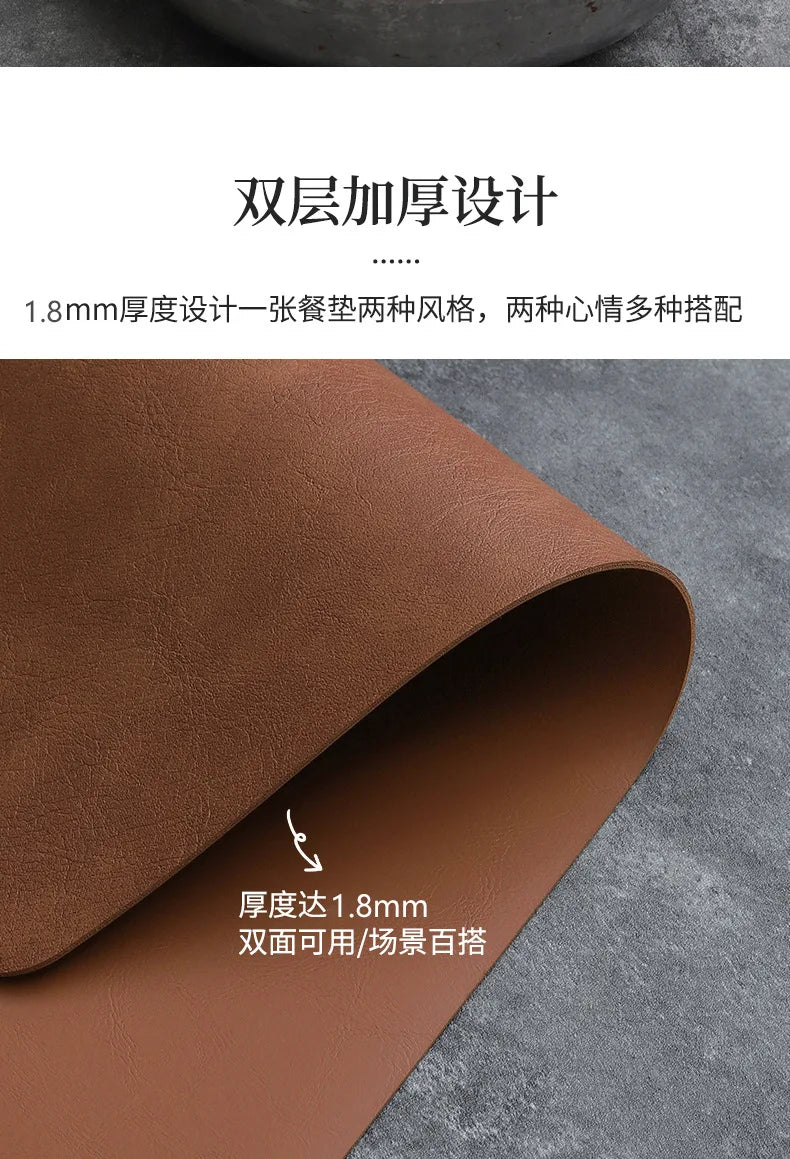 Luxury Placemat Leather Waterproof Double Layer Cowhide  Western Food Mat Hotel Insulation Mat Placemats for Dinning Table The Home Essentials