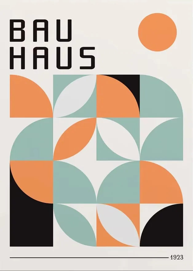 Abstract Orange Bauhaus Geometric Poster Pop Art Sunrise & Bicycle Wall Art Prints for Modern Living Room Dormitory Home Decor The Home Essentials