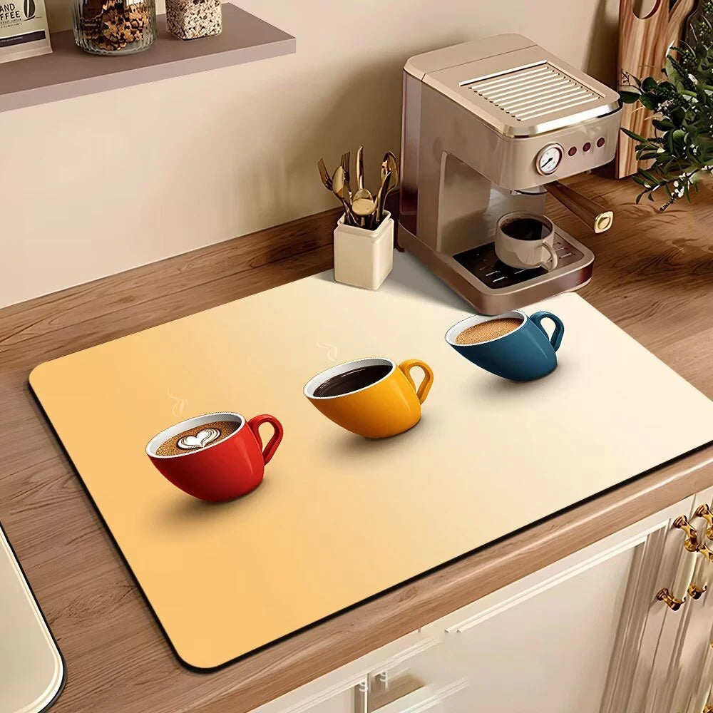 Coffee Machine Mat Waterproof Drain Pad Non-slip Dish Drying Mats for Kitchen Quick Dry Tableware Faucet Placemat Dinnerware The Home Essentials