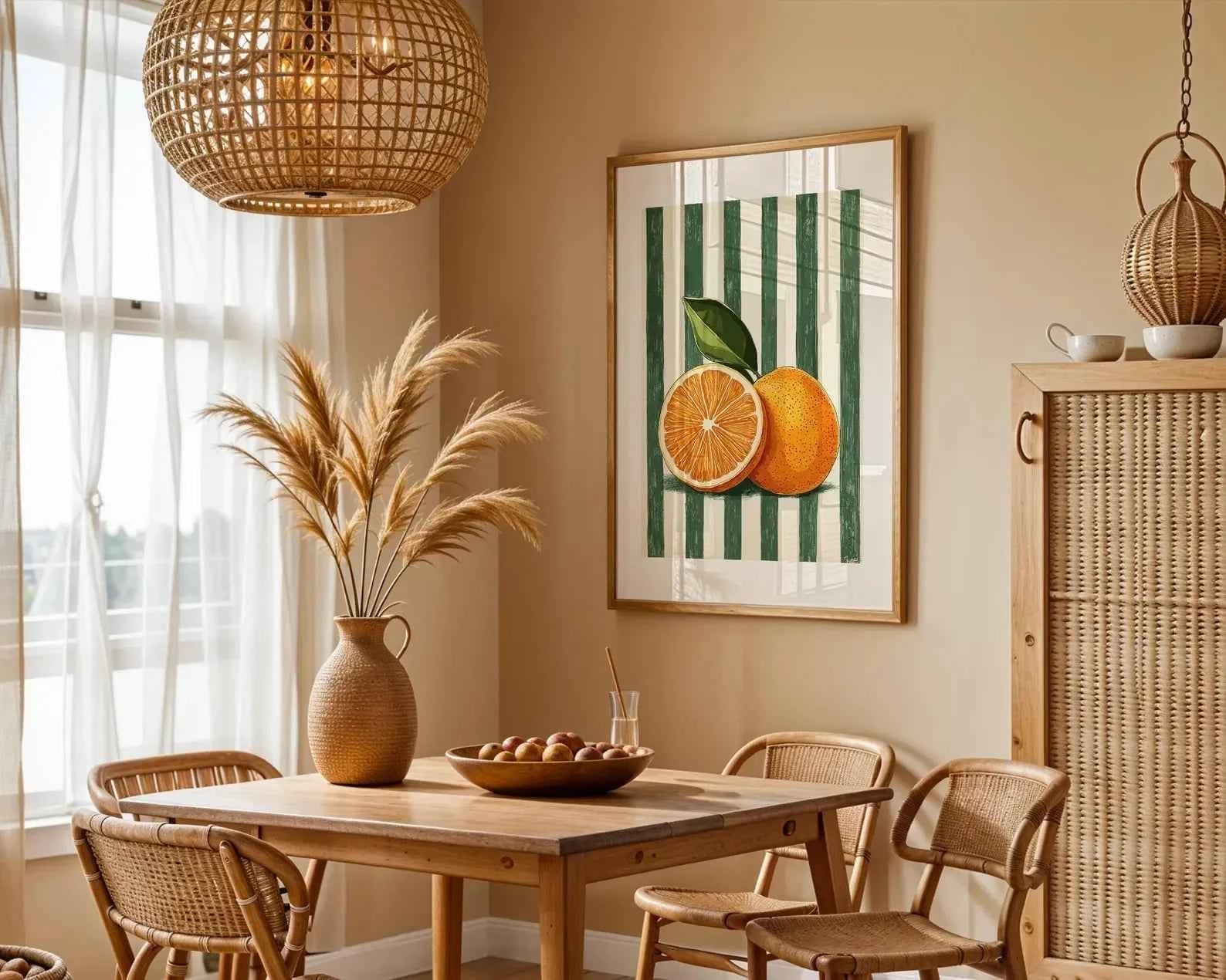 Orange Wall Decor, Orange Fruit Poster, Farmhouse Kitchen Art Painting, Kitchen Prints, Trendy Food Art, Retro Kitchen Art, Frui