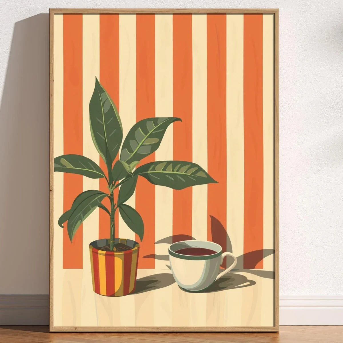 Vintage Coffee Plant Warm Stripes Canvas Prints Poster Retro MinimalistSuitable for Decoration in Living Rooms Bedrooms The Home Essentials