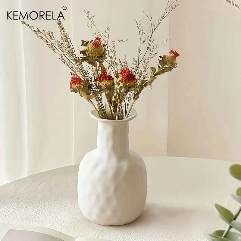 Nordic Ceramic Vase Circular Hollow Donuts Flower Pot Home Living Room Decoration Accessories Interior Office Desktop Decor Gift