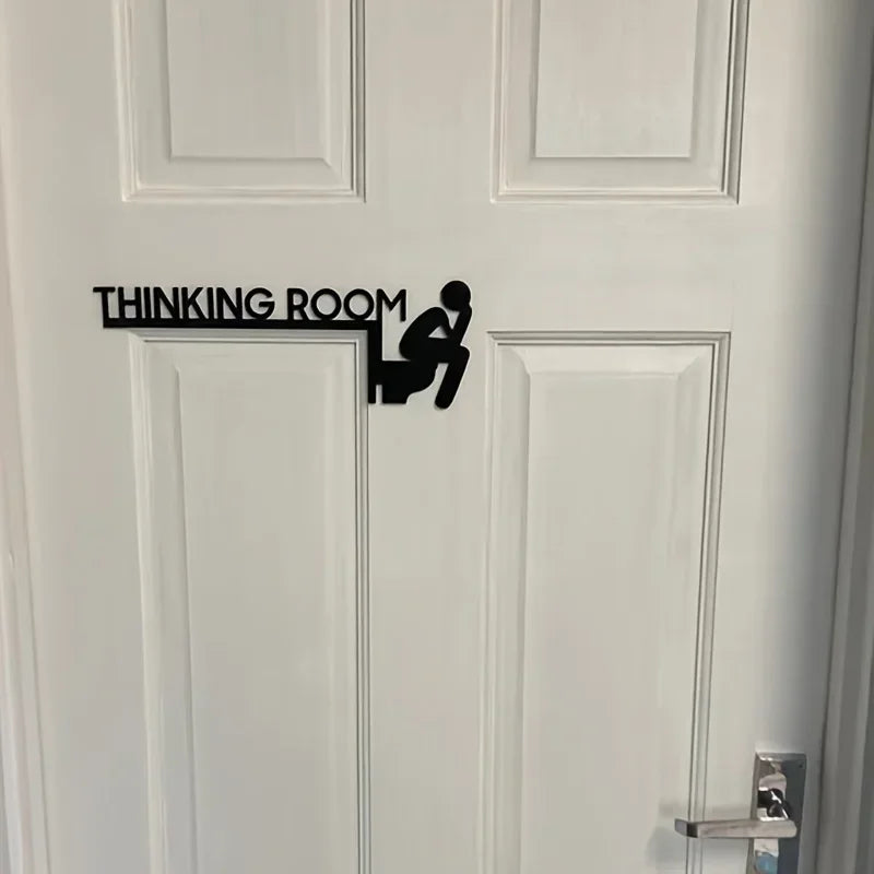1pc Modern Metal Toilet Door Sign - Stylish Thinking Room Wall Sculpture - Home Decor Artwork - Decorative Door Frame Pendant The Home Essentials