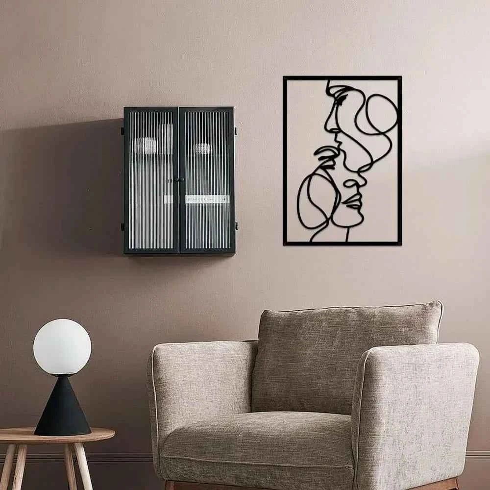 Metal Minimalist Wall Art: Valentine's Day Lover Kiss Design. Modern Décor.Valentine's Kiss Design for Modern Home.