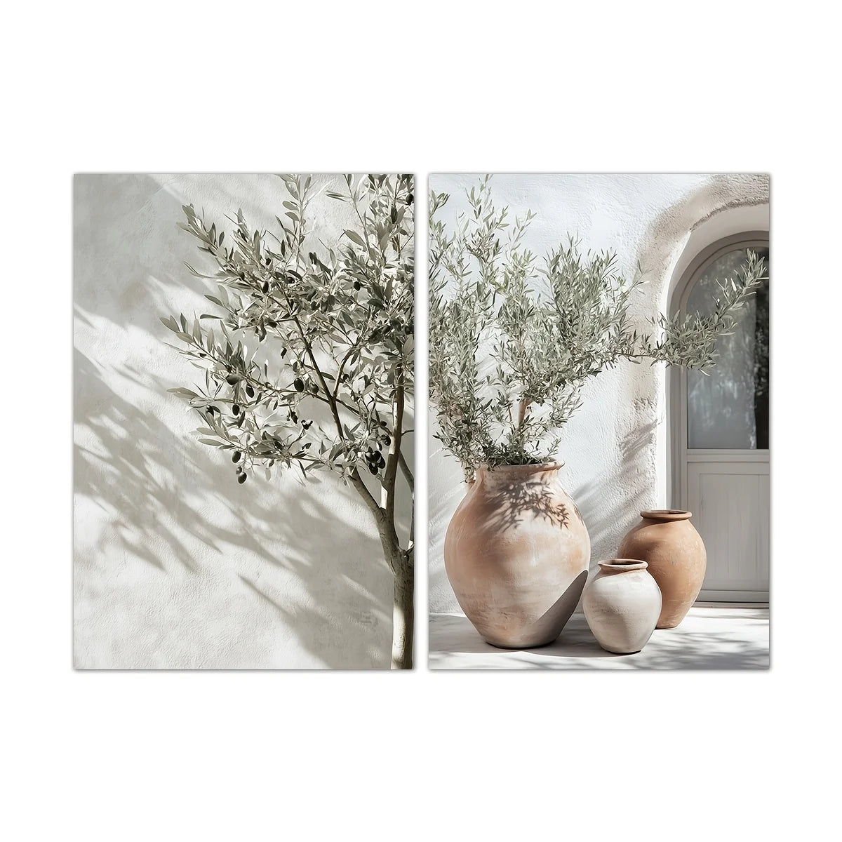 2pcs/set Neutral Olive Tree Shadow Vase Canvas Print Poster Retro Botanical Landscape Art Print Home Decor Art Poster Gifts The Home Essentials