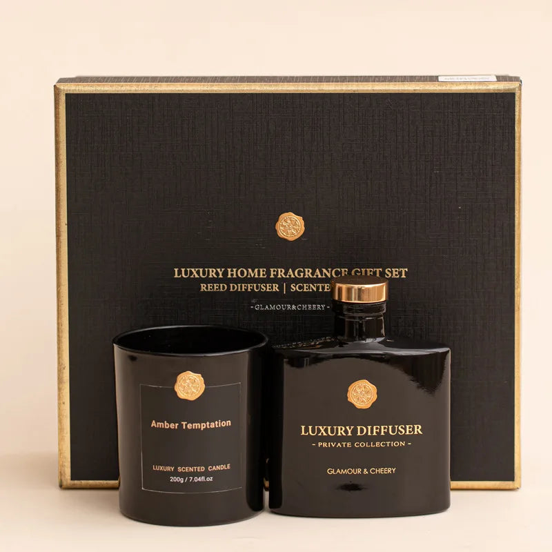 Reed Diffuser & Scented Candle Gift Set, Fragrance Diffuser & Soy Wax Candles in Glass Jar, Natural Candles Gifts for Home Decor The Home Essentials