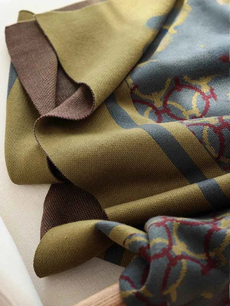 BENMO HOUSE Retro  Knitted Sofa Cover Blanket Air Conditioned Nap Blanket Spring Summer Seasonal Universal Geometry P...