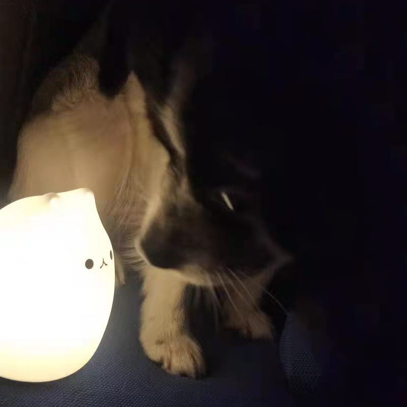 Mini Popular Cat Baby Night Lamp 7-color Pat Touch Color-changing Eye Protection Bedroom Bedside Night Light Gift Children The Home Essentials
