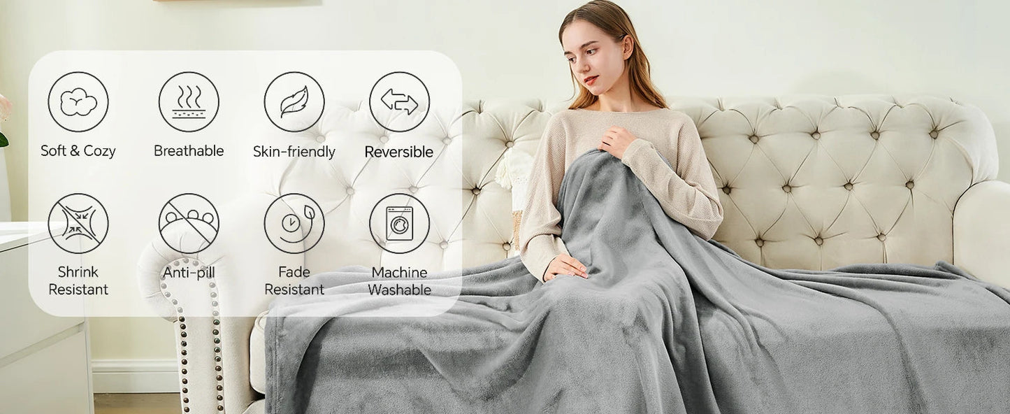 BEDELITE Fleece Blanket Black Throw Blankets for Couch & Bed, Luxury Plush Cozy Fuzzy Blanket 50x60 inches, Super Soft Warm Lightweight Throw Blanket for Travel Camping The Home Essentials