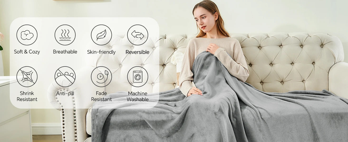 BEDELITE Fleece Blanket Black Throw Blankets for Couch & Bed, Luxury Plush Cozy Fuzzy Blanket 50x60 inches, Super Soft Warm Lightweight Throw Blanket for Travel Camping The Home Essentials