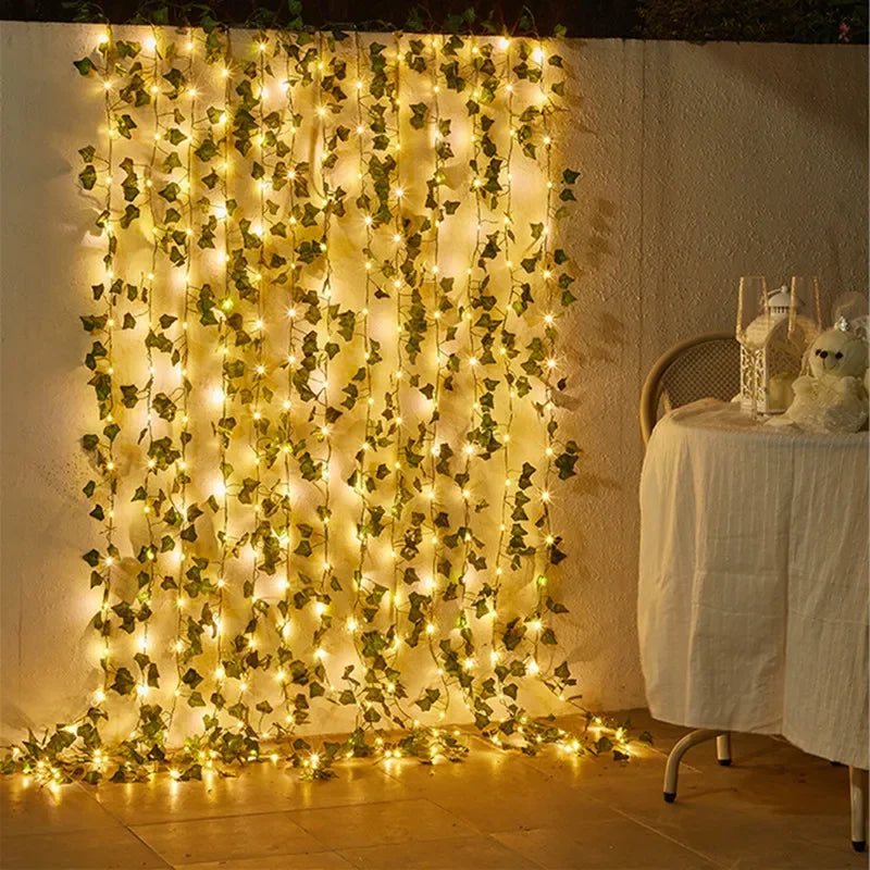 Flower Green Leaf String Lights Artificial Vine Fairy Lights Battery Powered Christmas Tree Garland Light for Weeding Home Decor The Home Essentials