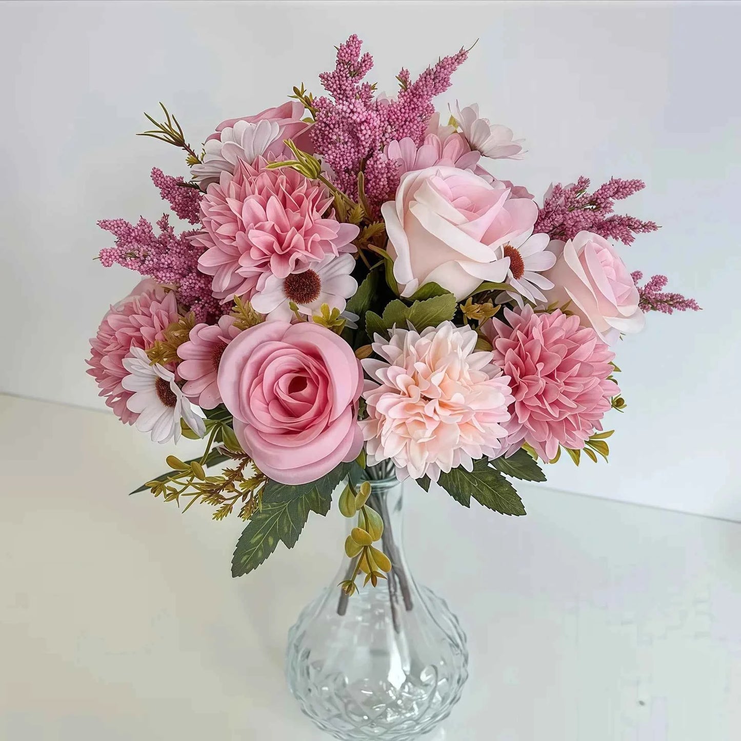 7-Forked Artificial Rose Hydrangea Handheld Flower Fillet Rose Dried Flower Silk Flower Daisy Wedding Decoration Flower Bouquet
