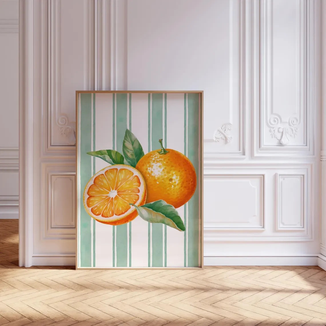 Orange Wall Decor, Orange Fruit Poster, Farmhouse Kitchen Art Painting, Kitchen Prints, Trendy Food Art, Retro Kitchen Art, Frui The Home Essentials