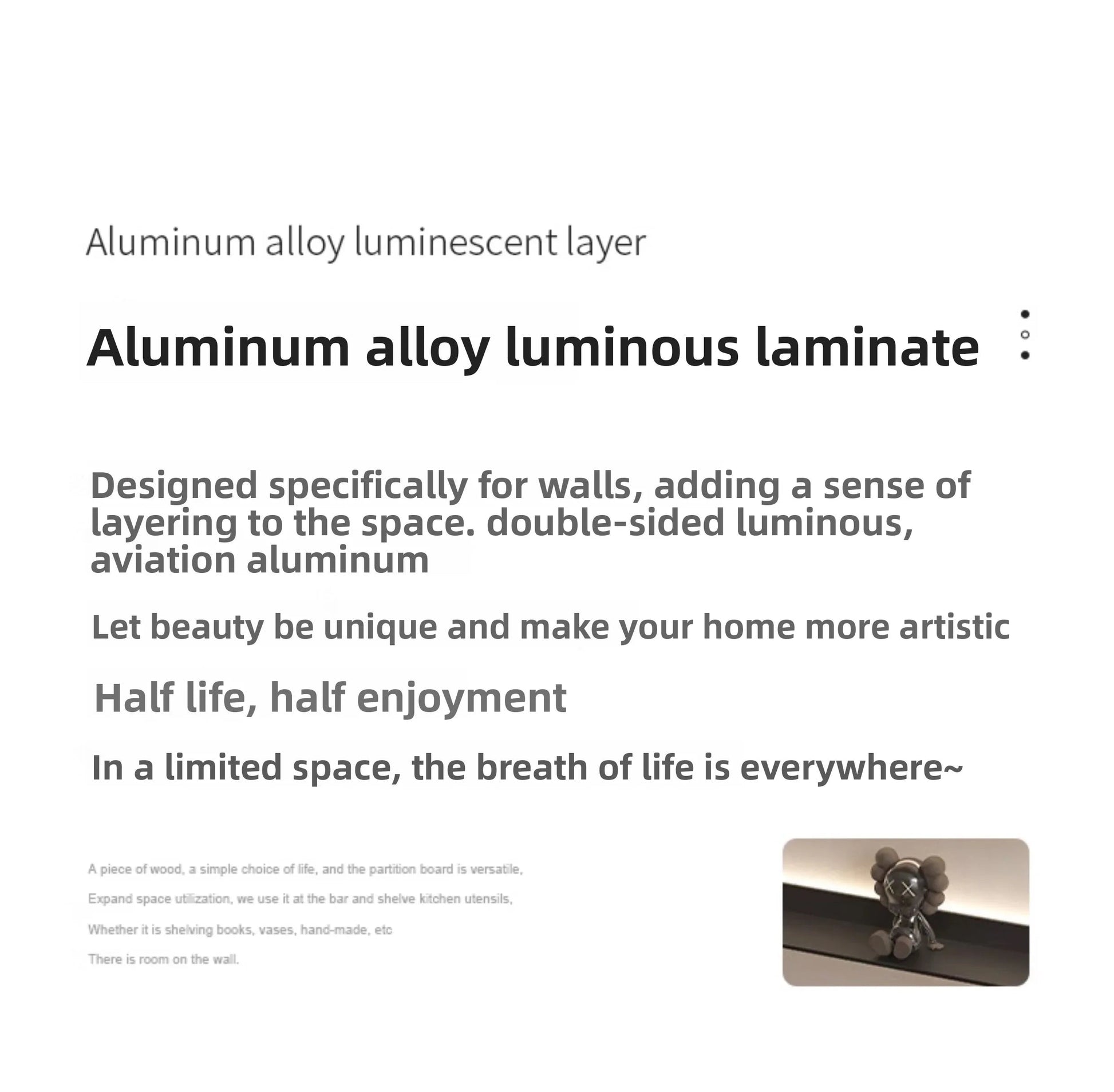 Luminous LED Storage Rack Aluminum Alloy Wall Holder L-shaped One-word Bookshelf for Living Room Metal Glowing Display Shelf The Home Essentials