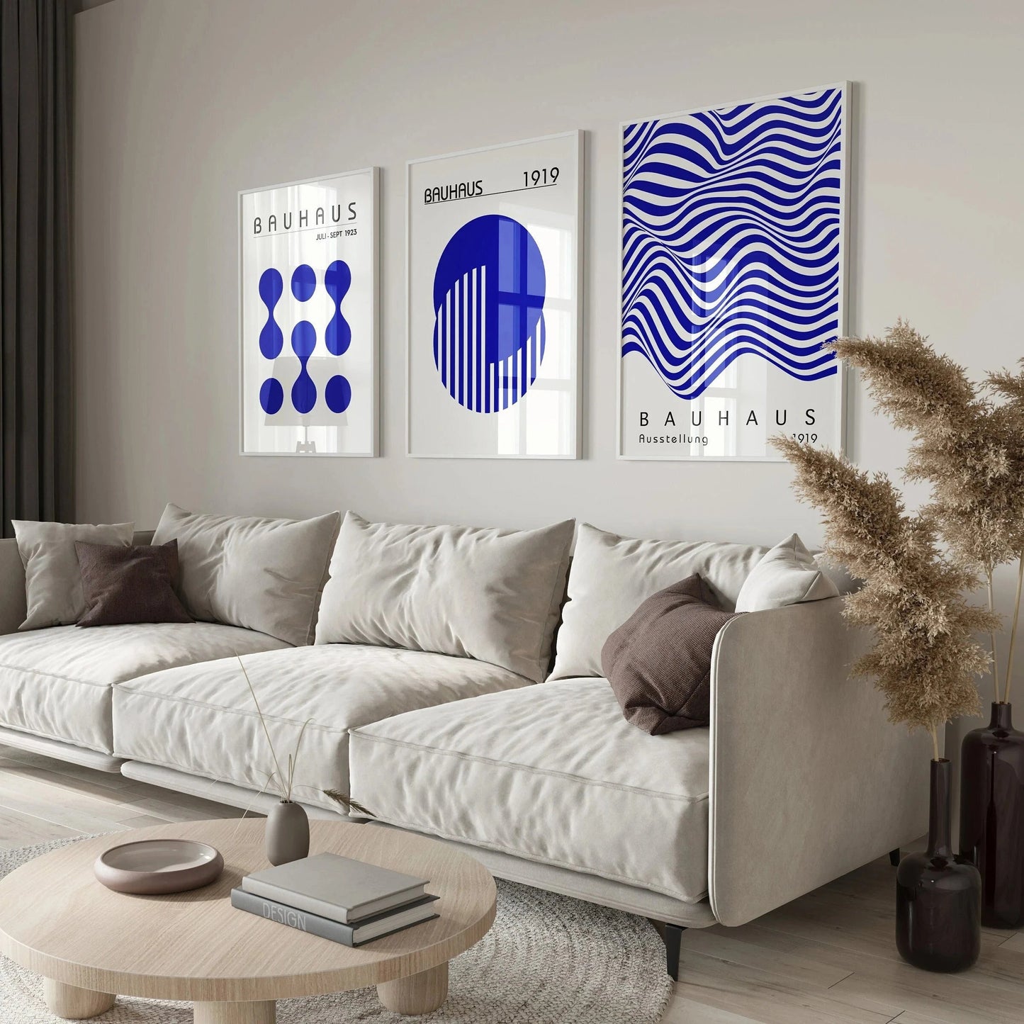 Blue & Yellow Wavy Line Abstract Art Canvas Poster Mid Century Geometric Wall Art Poster for Modern Living Room Home Decor The Home Essentials