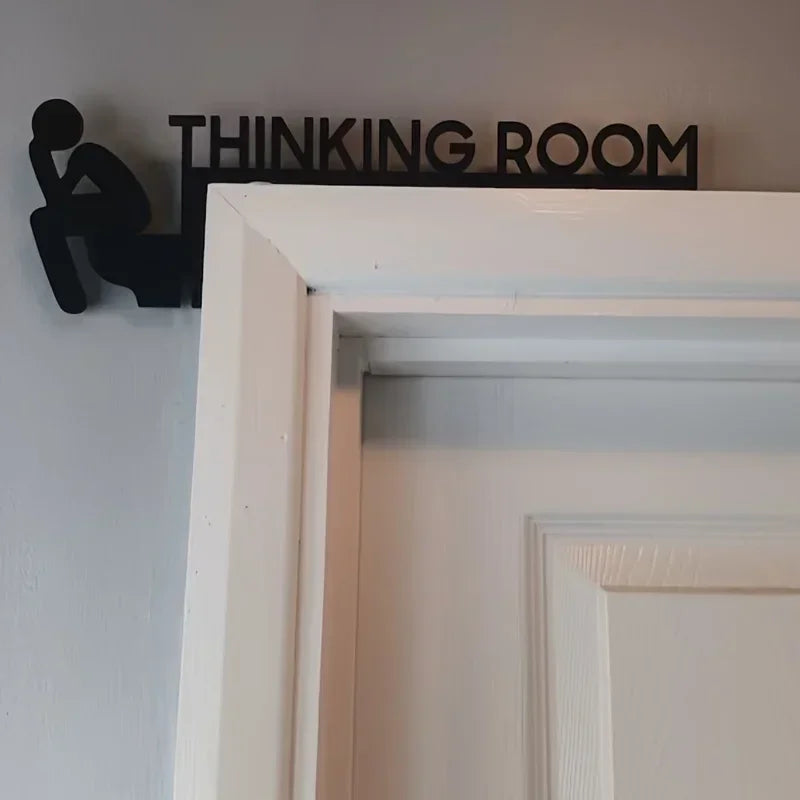 1pc Modern Metal Toilet Door Sign - Stylish Thinking Room Wall Sculpture - Home Decor Artwork - Decorative Door Frame Pendant The Home Essentials