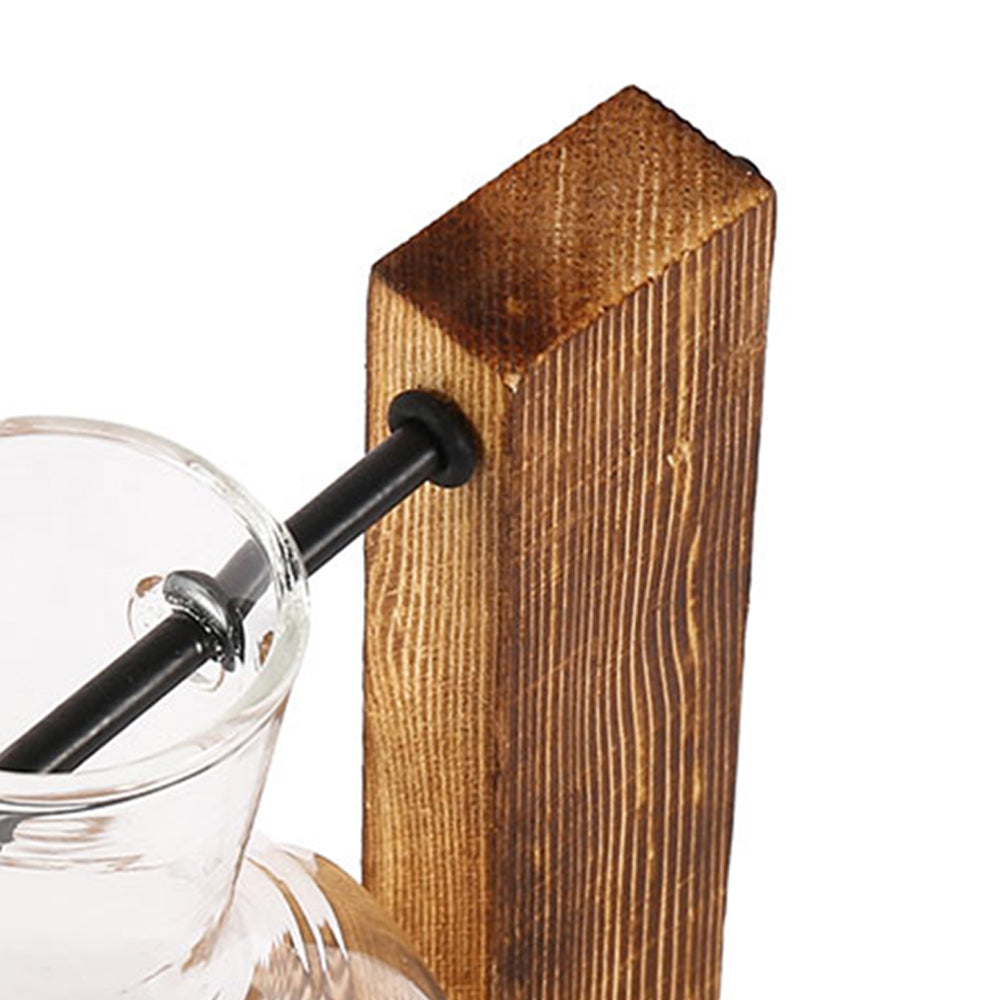 Creative Glass Desktop Planter Bulb Vase Wooden Stand Hydroponic Plant Container Home Tabletop Decor Vases The Home Essentials