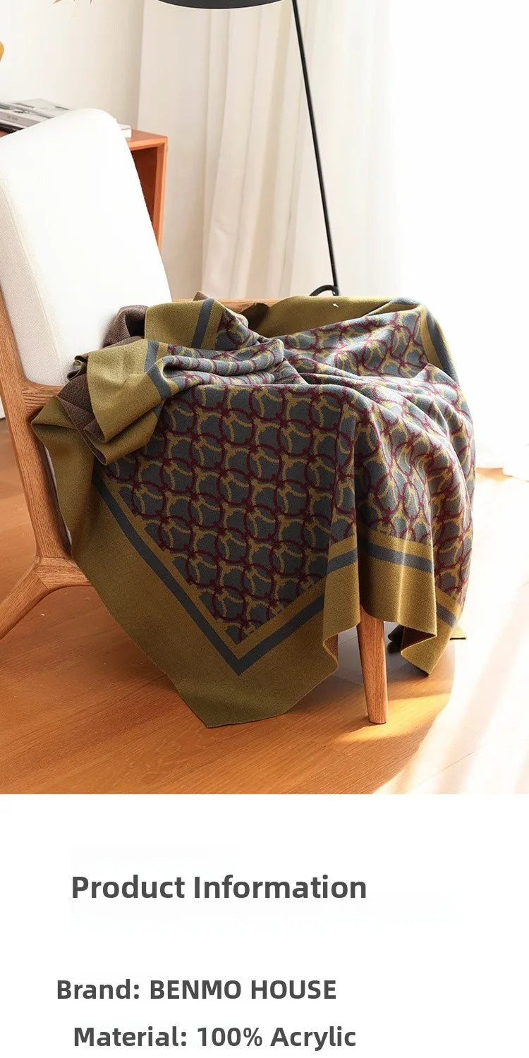 BENMO HOUSE Retro  Knitted Sofa Cover Blanket Air Conditioned Nap Blanket Spring Summer Seasonal Universal Geometry P... The Home Essentials