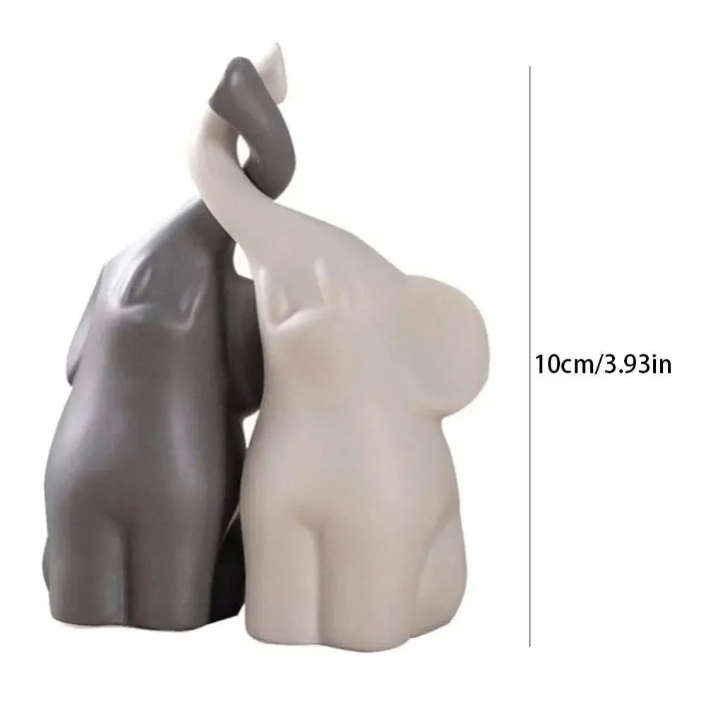 Ceramic Elephant Figurines for Living Room Creative Miniatures Animal Ornaments Crafts and Furnishings 2PCs