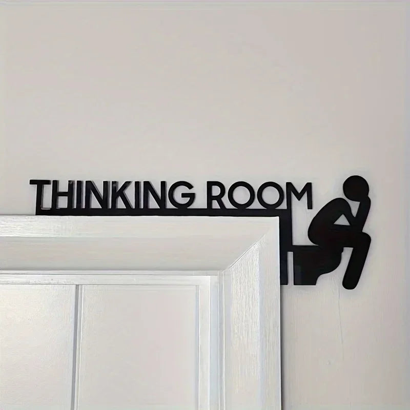 1pc Modern Metal Toilet Door Sign - Stylish Thinking Room Wall Sculpture - Home Decor Artwork - Decorative Door Frame Pendant The Home Essentials