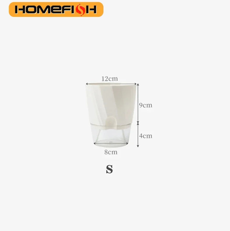 Lazy Hydroponic Flower Pot Automatic Water-Absorbing Flowerpot Transparent Double Layer Plastic Self Watering Planter Office The Home Essentials