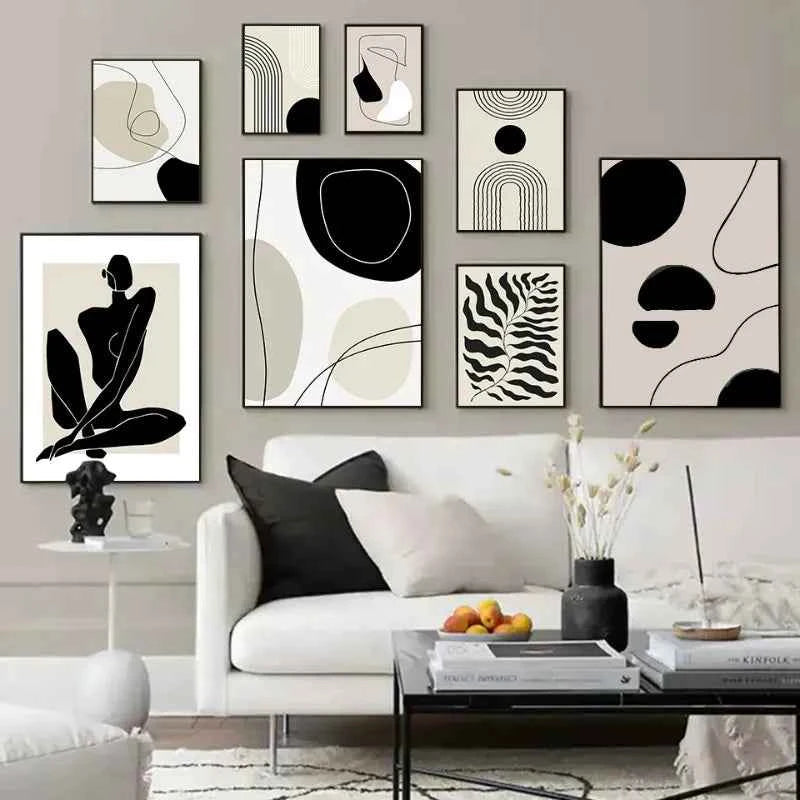 Geometric Leaf Rainbow Abstract Boho Canvas Prints Bohemia Line Poster Nordic Room Wall Aesthetics Art Painting For Home Decor
